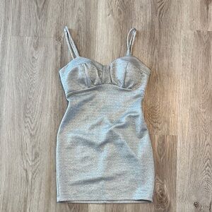 Lily Rose Metallic Silver Spaghetti Strap Mini Dress